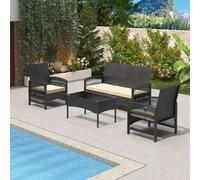 MCC Direct Rattan Furniture 4 Piece Set Garden Patio Seating with coffee table Black | Size: 1 Pack MCC Direct Black 1 Pack