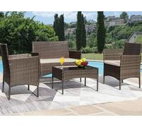 MCC Direct Rattan Furniture Garden Table, Chair & Sofa Set Roger in Brown MCC Direct Brown