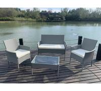 mcc direct 4pcs Rattan Outdoor Garden Furniture Sofa Set Table & Chairs (Roger Grey)