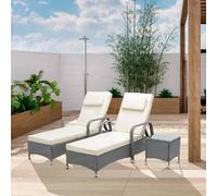 MCC Direct Rattan Sun lounger Duo & Table Set Venice in Grey | Size: 1 Pack MCC Direct Grey 1 Pack