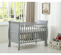Mcc Direct Savannah Sleigh Wooden Baby Cot Bed With Mattress Grey