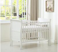Mcc Direct Savannah Sleigh Wooden Baby Cot Bed With Mattress White