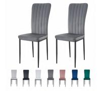 MCC Direct Set Of 2 Dark Grey Velvet Effect Dining Chairs Plush Padded Upholstered Accent Chair - Elle By Mcc