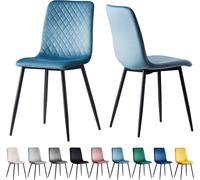 (2, Light blue) Set of 1/2/4 Designer Velvet Fabric Dining Chairs Metal Legs Lexi Chairs