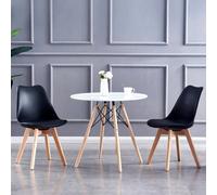 MCC Direct Set Of 2 Dining Chairs With Solid Wooden Legs And Seat Cushion Pad Black - Eva By Mcc