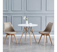 MCC Direct Set Of 2 Dining Chairs With Solid Wooden Legs And Seat Cushion Pad Brown - Eva By Mcc