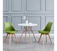 MCC Direct Set of 2 Dining Chairs with wooden Legs & Padded Cushion Eva in Green MCC Direct Green