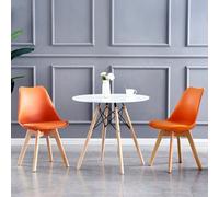 MCC Direct Set Of 2 Dining Chairs With Solid Wooden Legs And Seat Cushion Pad Orange - Eva By Mcc