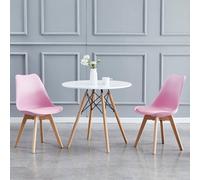 (Pink, Set of 2 chairs) MCC Set of 1/2/4 Dining Chairs Designer Chairs Wooden Home Office Commercial EVA