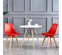 MCC Direct Set of 2 Dining Chairs with wooden Legs & Padded Cushion Eva in Red MCC Direct Red
