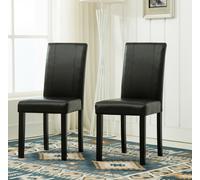 MCC Direct Set of 2 Faux Leather Dining Chairs in Black MCC Direct Black