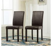 MCC Direct Set of 2 Faux Leather Dining Chairs in Brown MCC Direct Brown