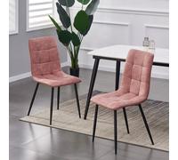 MCC Direct Set of 2 Faux Suede Leather Dining Chairs Henri in Dusty Pink MCC Direct Dusty Pink