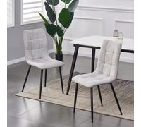 MCC Direct Set of 2 Faux Suede Leather Dining Chairs Henri in Light Grey MCC Direct Light Grey