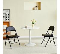 Mcc Direct Set Of 2 Folding Dining Chairs Metal Frame Padded Seats Black
