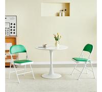 MCC Set Of 2 Padded Folding Metal Frame Dining Chairs Green