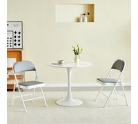 Mcc Direct Set Of 2 Folding Dining Chairs Metal Frame Padded Seats Grey