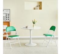 Mcc Direct Set Of 2 Folding Dining Chairs Metal Frame Padded Seats Green