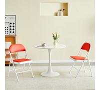 MCC Direct Set of 2 Folding Dining Chairs Metal Frame Padded Seats in Red MCC Direct Red