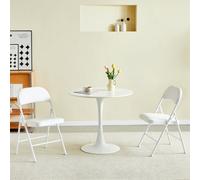 Mcc Direct Set Of 2 Folding Dining Chairs Metal Frame Padded Seats White