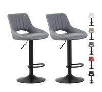 MCC Direct Set Of 2 Height Adjustable Kitchen Bar Stool Breakfast Chairs With Footrest Grey - Stella