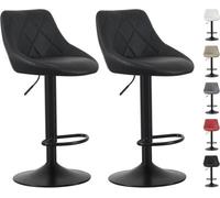 MCC Direct Set Of 2 Height Adjustable Kitchen Bar Stool Breakfast Chairs With Footrest Black - Stanley