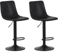 MCC Direct Set Of 2 Height Adjustable Kitchen Bar Stool Breakfast Chairs With Footrest Black- Stefan