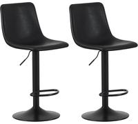 MCC Direct Set of 2 Height Adjustable Kitchen Bar Stool Breakfast Chairs with Footrest Black- Stefan in Black MCC Direct Black