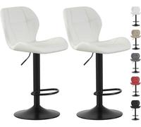 MCC Direct Set Of 2 Height Adjustable Kitchen Bar Stool Breakfast Chairs With Footrest Cream - Stella