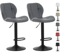 MCC Direct Set Of 2 Height Adjustable Kitchen Bar Stool Breakfast Chairs With Footrest Grey - Stella