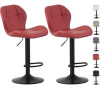 MCC Direct Set Of 2 Height Adjustable Kitchen Bar Stool Breakfast Chairs With Footrest Red - Stella