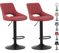 MCC Direct Set of 2 Height Adjustable Kitchen Bar Stool Breakfast Chairs with Footrest - Stacey in Red MCC Direct Red