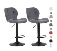 MCC Direct Set Of 2 Height Adjustable Kitchen Bar Stools Breakfast Chairs With Footrest Grey Stacey