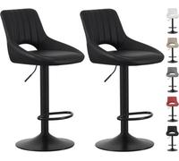 MCC Direct Set Of 2 Height Adjustable Kitchen Bar Stools Breakfast Chairs With Footrest Black Stacey