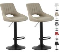 MCC Direct Set Of 2 Height Adjustable Kitchen Bar Stools Breakfast Chairs With Footrest Brown Stacey