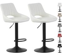 MCC Direct Set Of 2 Height Adjustable Kitchen Bar Stools Breakfast Chairs With Footrest Cream Stacey