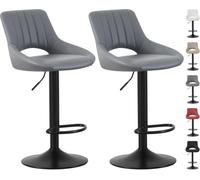 MCC Direct Set Of 2 Height Adjustable Kitchen Bar Stools Breakfast Chairs With Footrest Grey Stacey