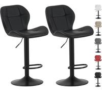 MCC Direct Set of 2 Height Adjustable Kitchen Bar Stools Breakfast Chairs with Footrest Stella in Black MCC Direct Black