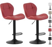 MCC Direct Set of 2 Height Adjustable Kitchen Bar Stools Breakfast Chairs with Footrest Stella in Red MCC Direct Red