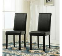 MCC Direct Set Of 2 Leather Dining Chairs Black By Mcc