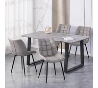 MCC Alba Suede Effect Set Of 2 Dining Chairs Light Grey, Grey