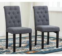 Set Of 2 Tufted Button Back Fabric Dining Chairs Grey By Mcc Direct