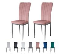 MCC Direct Set Of 2 Pink Velvet Effect Dining Chairs Plush Padded Upholstered Accent Chair - Elle By Mcc