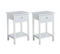 MCC Direct Set Of 2 Solid Wooden Bedside Table With Large Open Shelf And Drawer White Arlo By Mcc