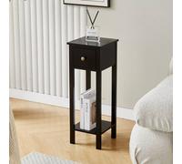 MCC Direct Set of 2 Solid Wooden Bedside Table with Open Shelf & Drawer Amelia in Black MCC Direct Black