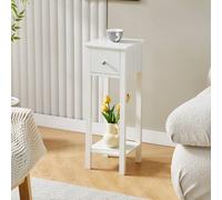 MCC Direct Set of 2 Solid Wooden Bedside Table with Open Shelf & Drawer Amelia in White MCC Direct White