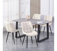 MCC Alba Suede Effect Set Of 2 Dining Chairs Beige, Cream