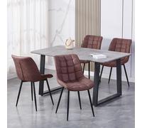 (BROWN) 2Pcs Faux Matte Suede Leather Dining Chairs Alba