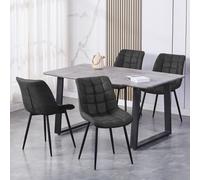 MCC Alba Suede Effect Set Of 2 Dining Chairs Slate, Grey