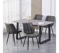 MCC Alba Suede Effect Set Of 2 Dining Chairs Grey, Grey